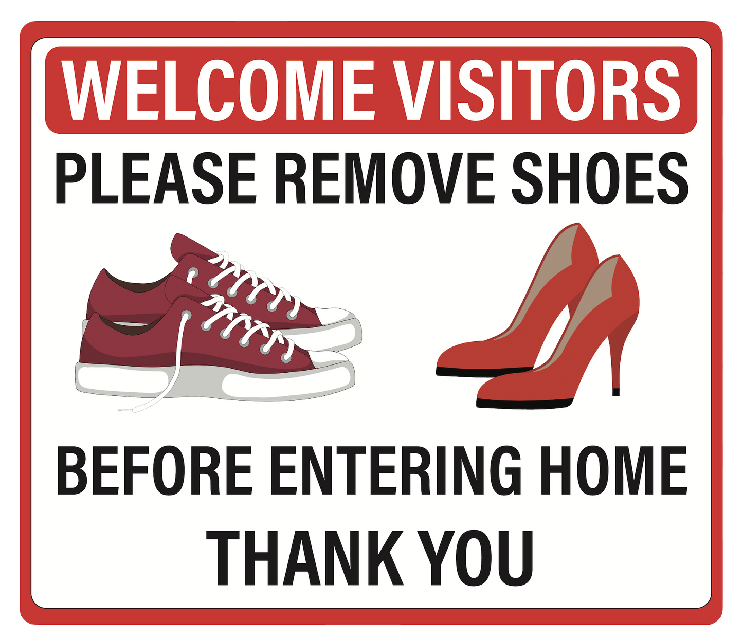 "Please Remove Shoes Before Entering Home" Adhesive Durable Vinyl Decal- Various Colors Available- 11.5x9.88"