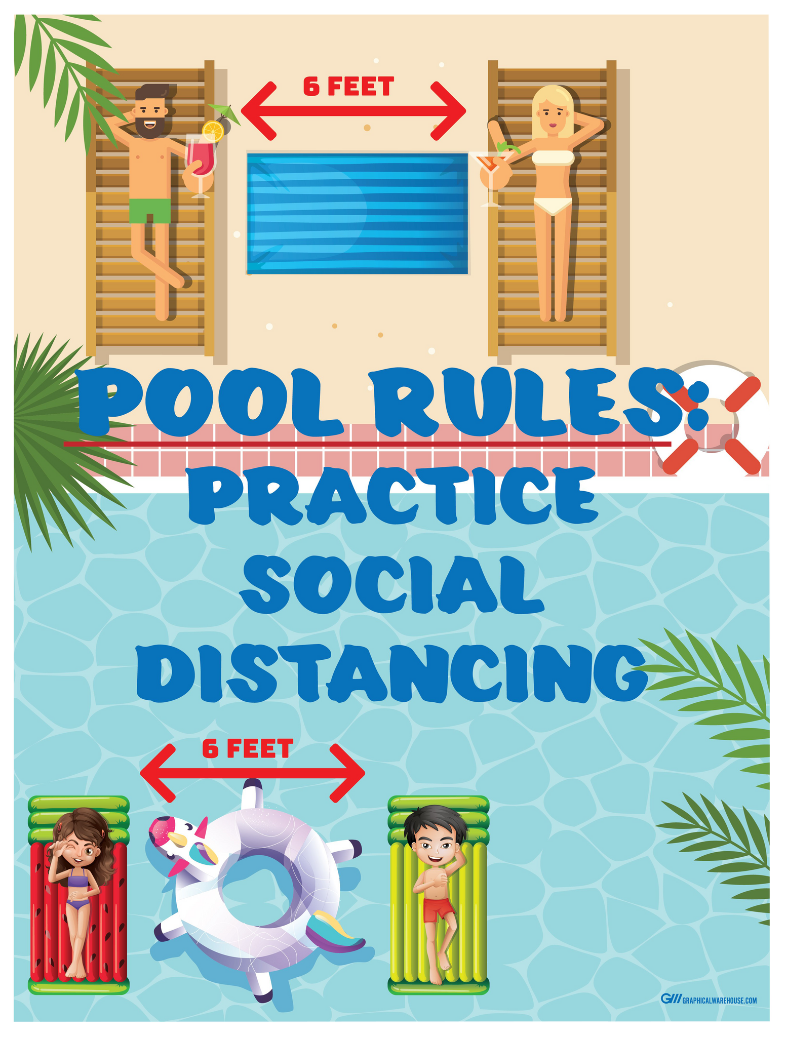 "Pool Rules, Practice Social Distancing" Adhesive Durable Vinyl Decal- 10.5x14"