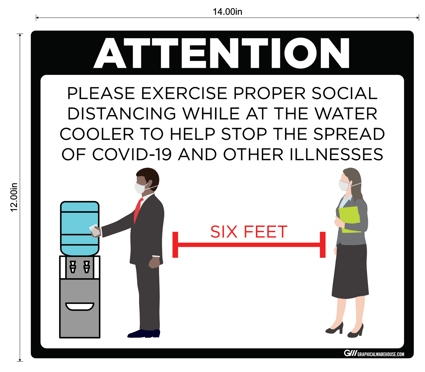 "Practice Social Distancing while at Water Cooler" Adhesive Durable Vinyl Decal- Various Sizes/Colors Available