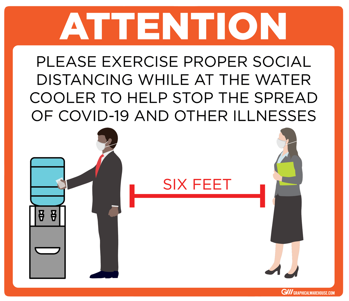 "Practice Social Distancing while at Water Cooler" Adhesive Durable Vinyl Decal- Various Sizes/Colors Available