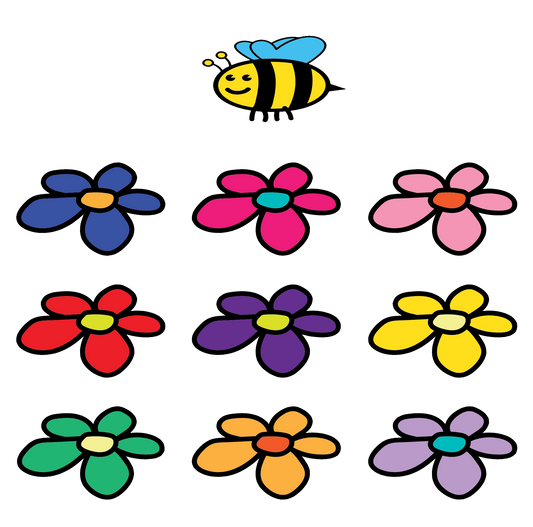 Preschool Social Distancing Floor Place Marker, Bee- Durable Matte Laminated Vinyl Floor Sign, Pack of 10- Various Sizes Available