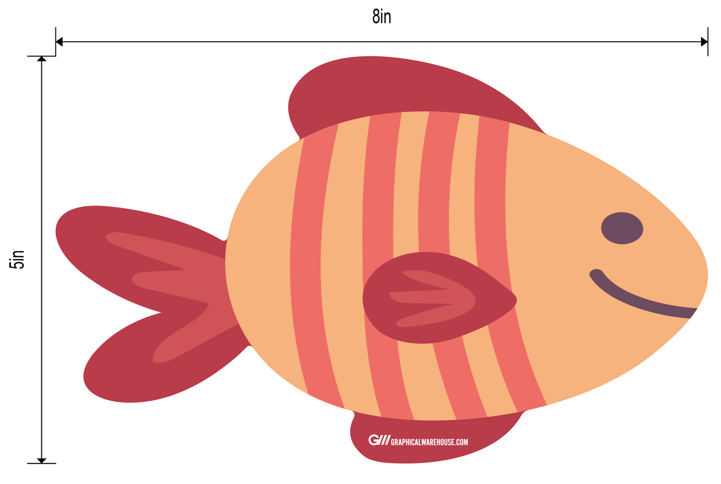 Preschool Social Distancing Floor Place Marker, Fish- Durable Matte Laminated Vinyl Floor Sign, Pack of 10- Various Sizes Available