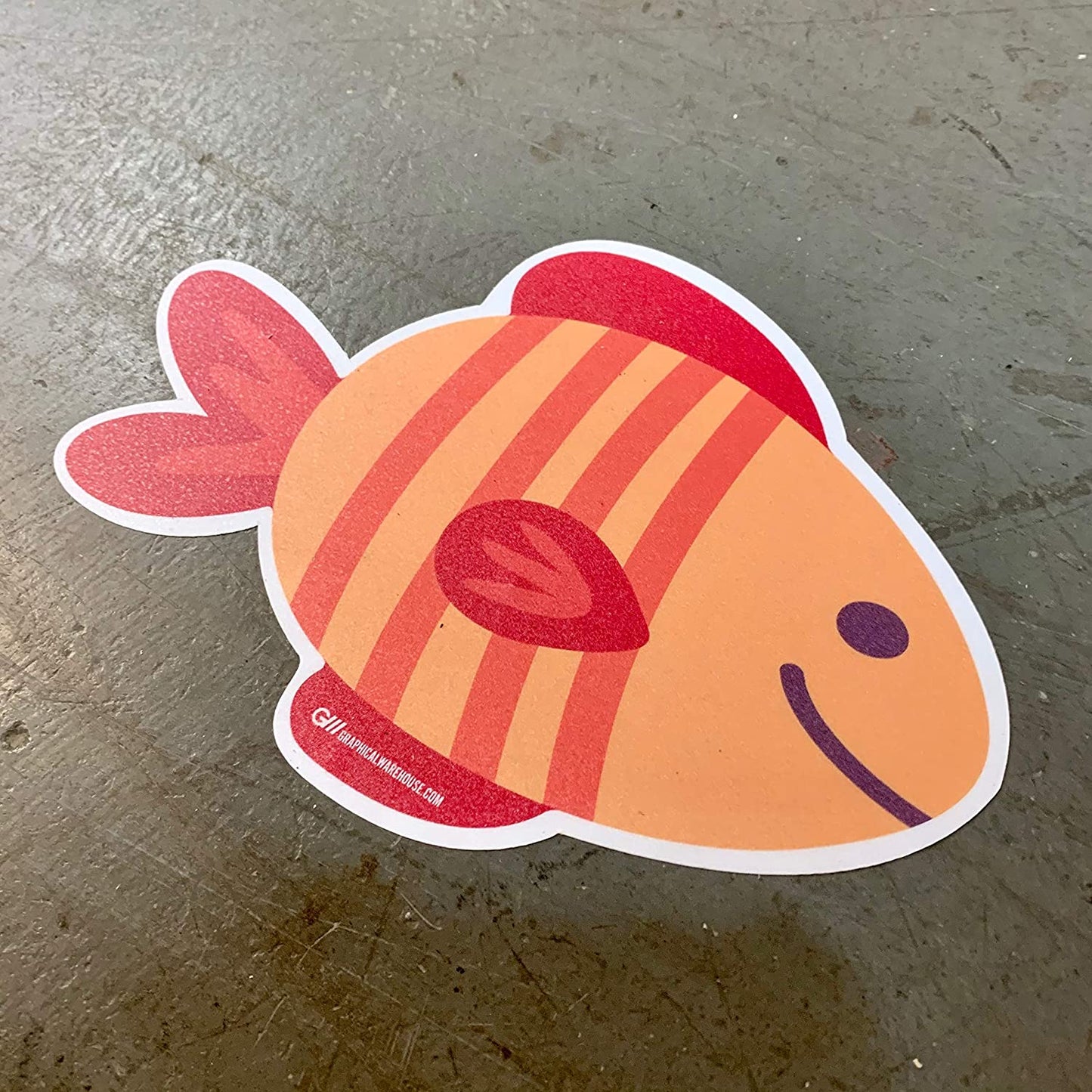 Preschool Social Distancing Floor Place Marker, Fish- Durable Matte Laminated Vinyl Floor Sign, Pack of 10- Various Sizes Available