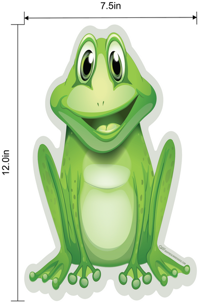 Preschool Social Distancing Floor Place Marker, Frog- Durable Matte Laminated Vinyl Floor Sign, Pack of 10- Various Sizes Available