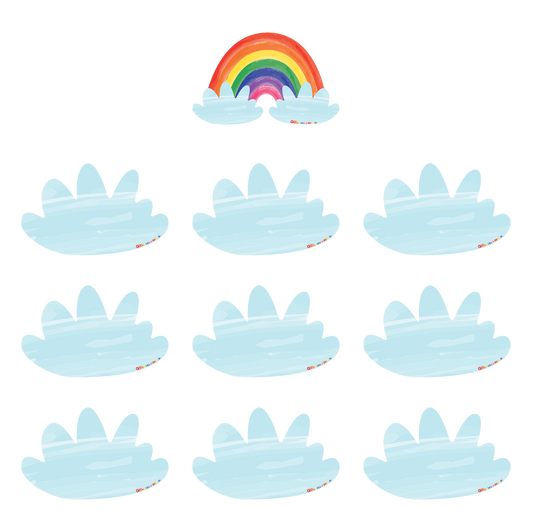 Preschool Social Distancing Floor Place Marker, Rainbow- Durable Matte Laminated Vinyl Floor Sign, Pack of 10- Various Sizes Available