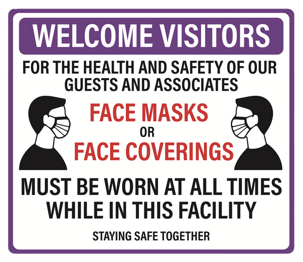 "Face Masks Must Be Worn At All Times" Adhesive Durable Vinyl Decal- 11.5x9.88"