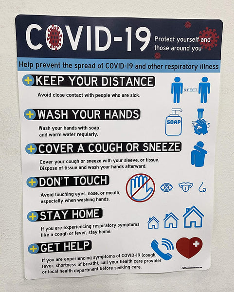 "COVID-19: Protect Yourself and Those Around You" Adhesive Durable Vinyl Decal- Various Sizes Available