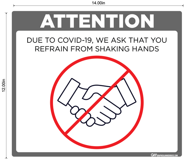 "Refrain From Shaking Hands" Adhesive Durable Vinyl Decal- Various Sizes/Colors Available