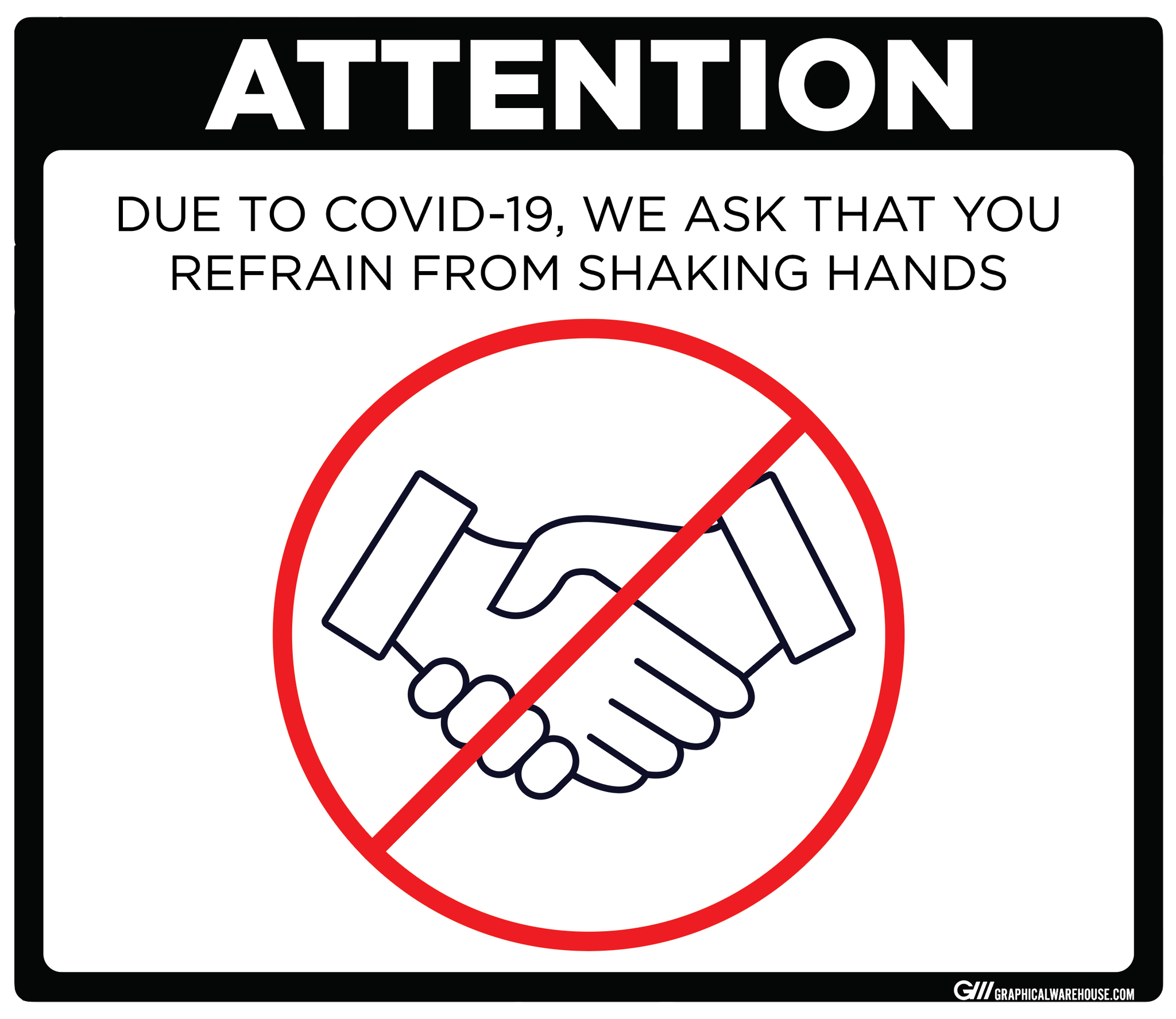 "Refrain From Shaking Hands" Adhesive Durable Vinyl Decal- Various Sizes/Colors Available