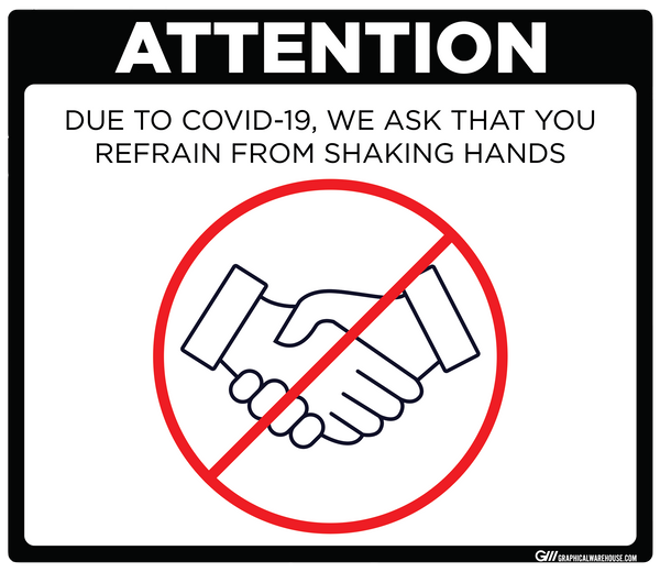 "Refrain From Shaking Hands" Adhesive Durable Vinyl Decal- Various Sizes/Colors Available