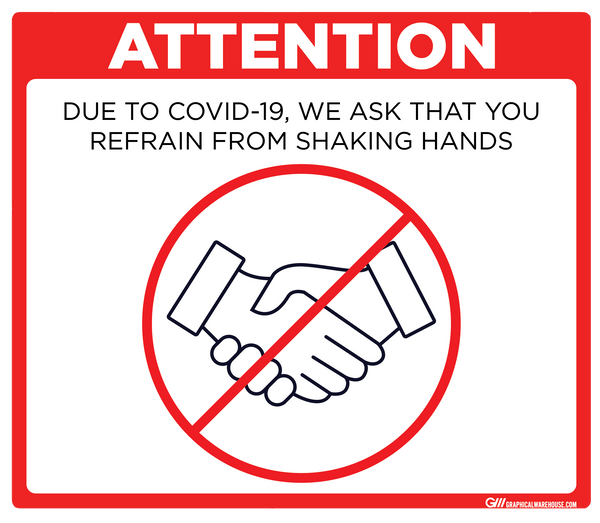 "Refrain From Shaking Hands" Adhesive Durable Vinyl Decal- Various Sizes/Colors Available