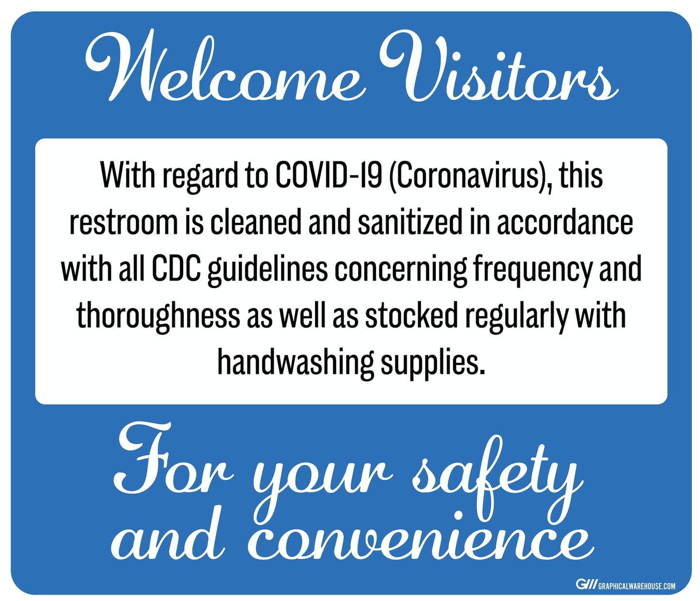 "Restroom Cleaned and Sanitized" Adhesive Durable Vinyl Decal- Various Sizes/Colors Available