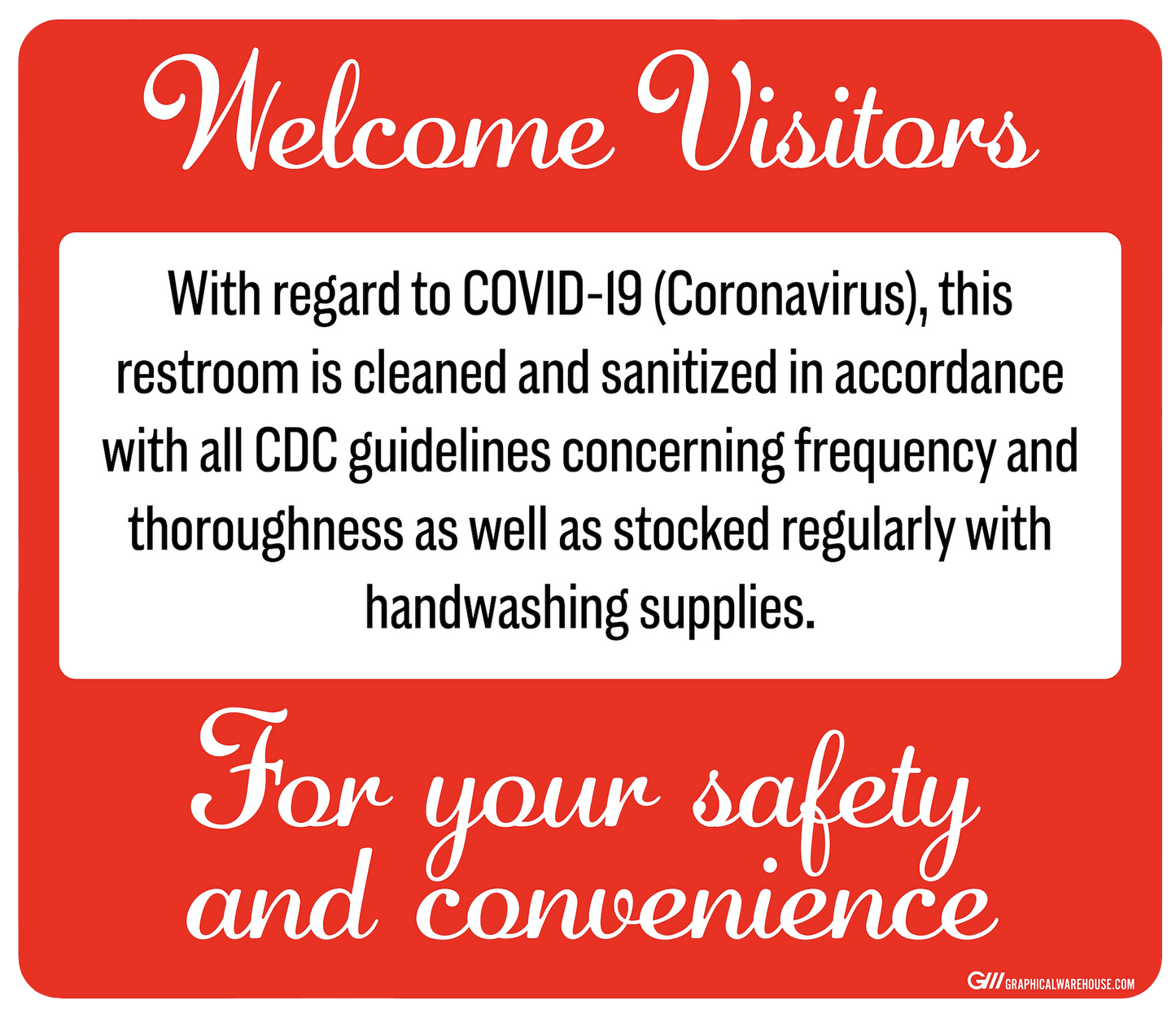 "Restroom Cleaned and Sanitized" Adhesive Durable Vinyl Decal- Various Sizes/Colors Available