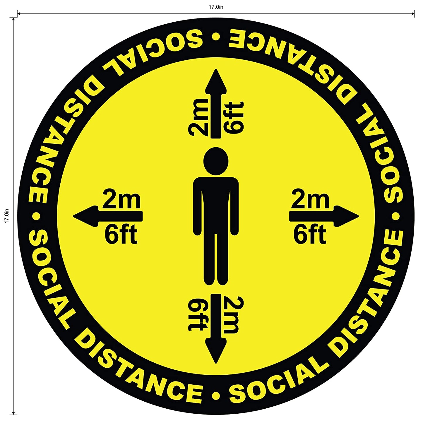 "Social Distance" Four Way, Durable Matte Laminated Vinyl Floor Sign- Various Sizes Available