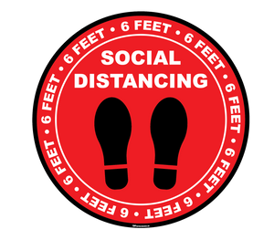 "Social Distancing" Footprints Circle, 10 Pack- Durable Matte Laminated Vinyl Floor Sign- Various Sizes Available Sign