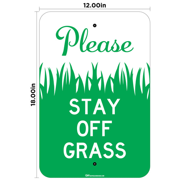 "Please, Stay Off Grass" Laminated Aluminum Sign, 12x18"