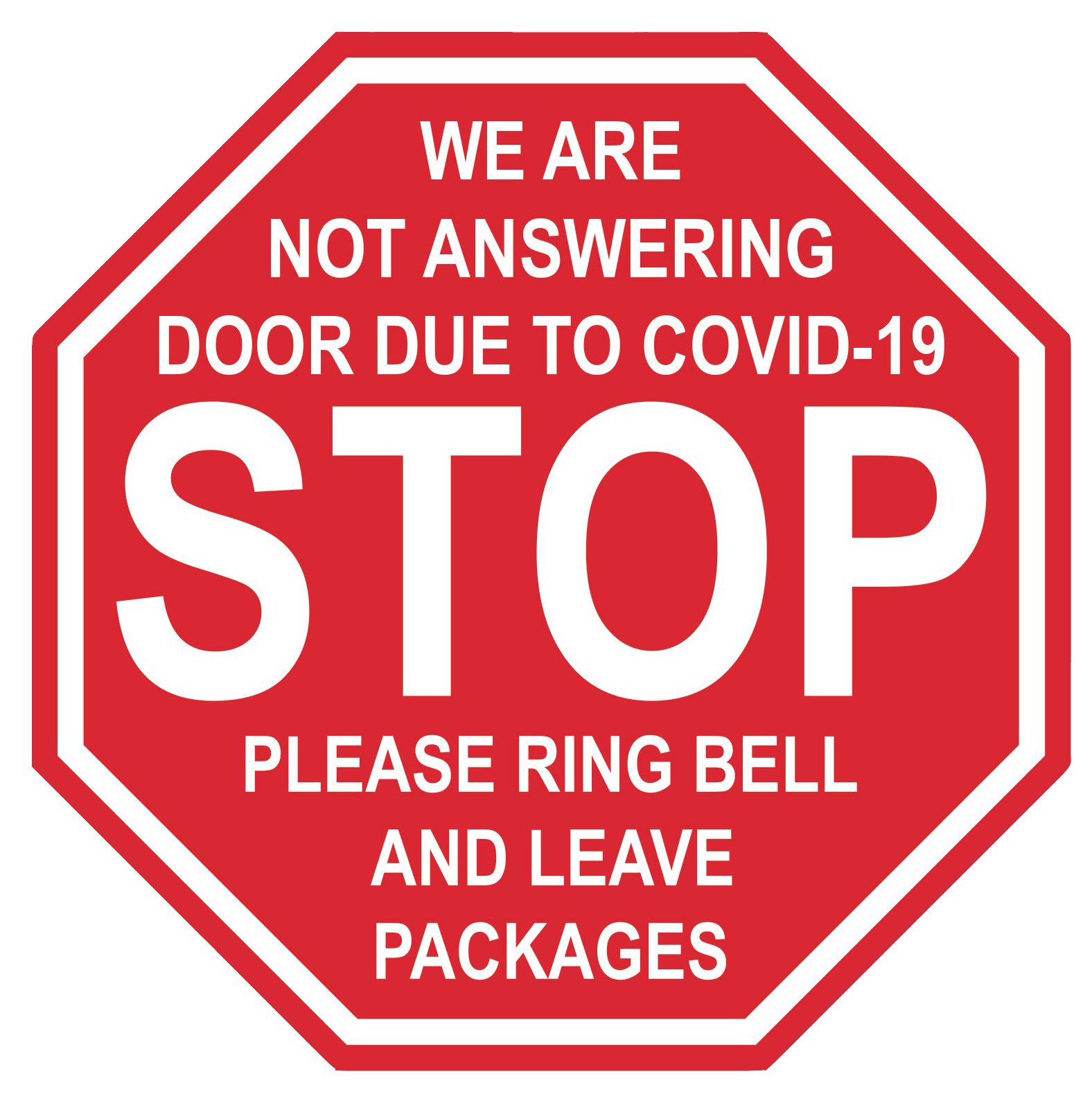 Stop Sign "Leave Packages" Adhesive Durable Vinyl Decal- Various Sizes Available