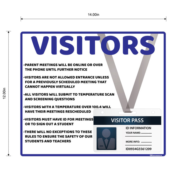"School Visitor Rules" Student Safety, Adhesive Durable Vinyl Decal- Various Sizes/Colors Available