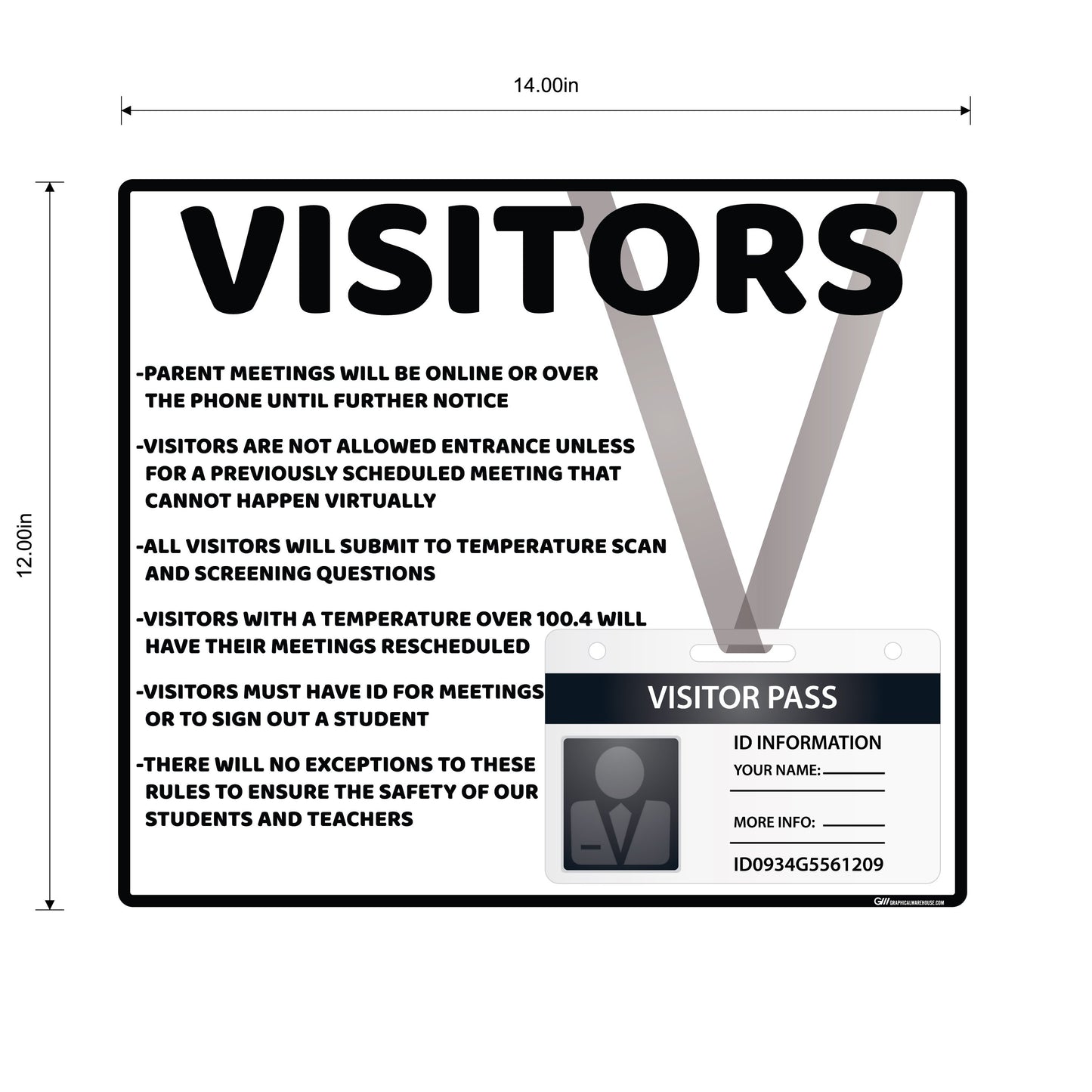 "School Visitor Rules" Student Safety, Adhesive Durable Vinyl Decal- Various Sizes/Colors Available