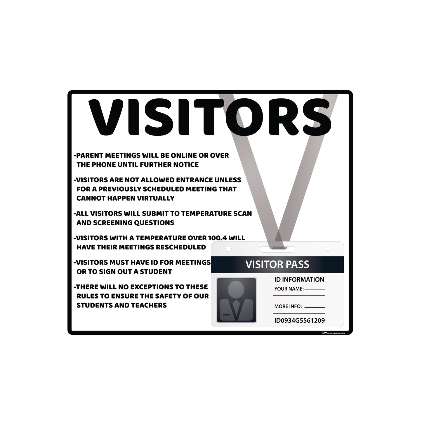 "School Visitor Rules" Student Safety, Adhesive Durable Vinyl Decal- Various Sizes/Colors Available