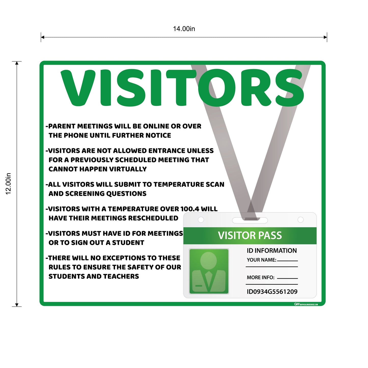 "School Visitor Rules" Student Safety, Adhesive Durable Vinyl Decal- Various Sizes/Colors Available