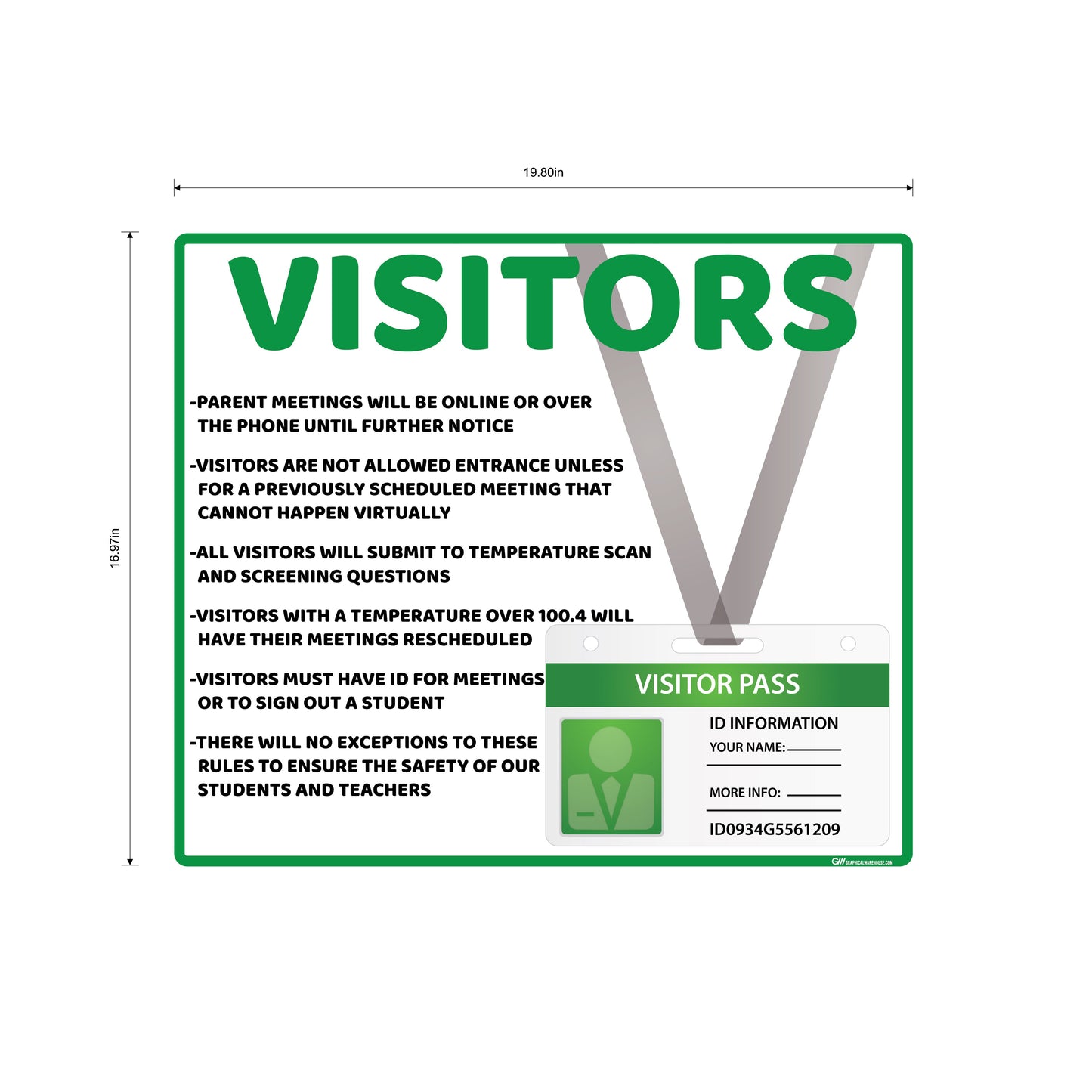 "School Visitor Rules" Student Safety, Adhesive Durable Vinyl Decal- Various Sizes/Colors Available