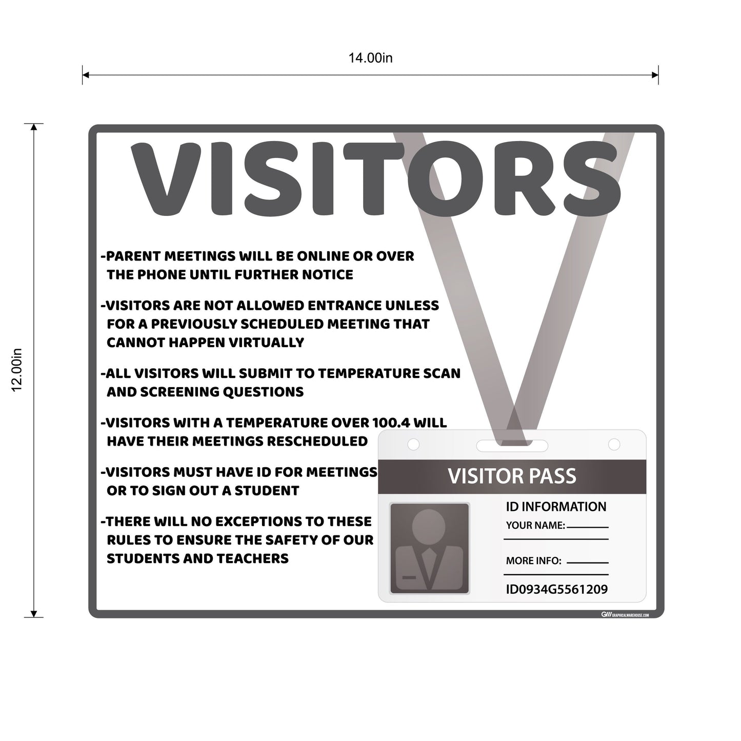 "School Visitor Rules" Student Safety, Adhesive Durable Vinyl Decal- Various Sizes/Colors Available