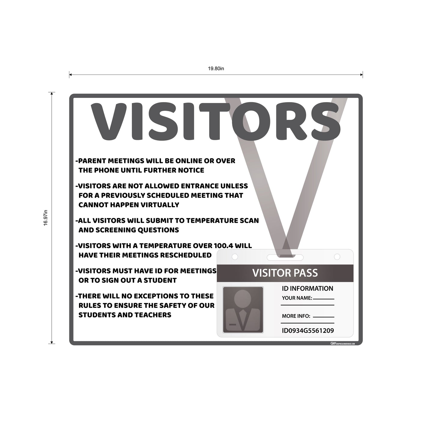 "School Visitor Rules" Student Safety, Adhesive Durable Vinyl Decal- Various Sizes/Colors Available