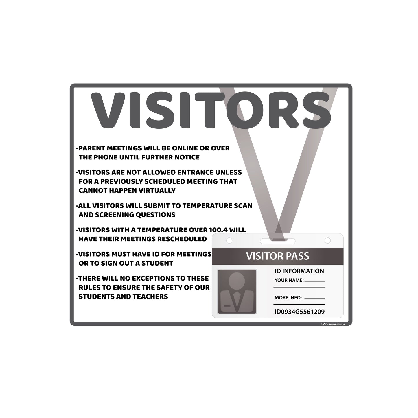 "School Visitor Rules" Student Safety, Adhesive Durable Vinyl Decal- Various Sizes/Colors Available