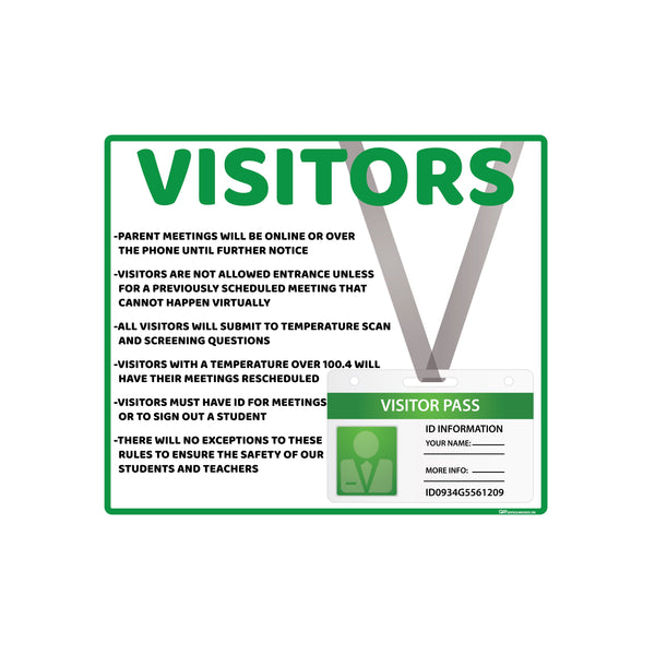 "School Visitor Rules" Student Safety, Adhesive Durable Vinyl Decal- Various Sizes/Colors Available