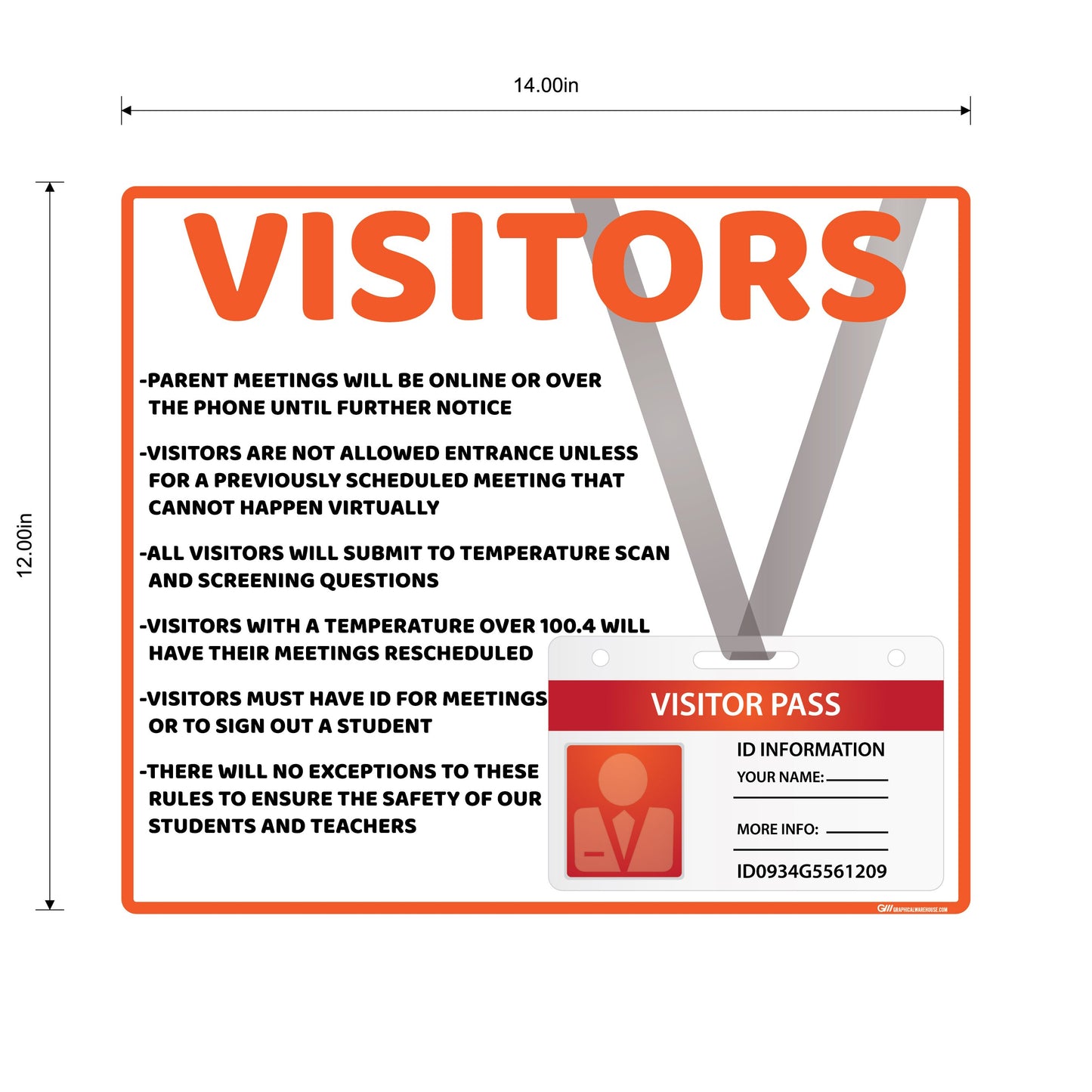 "School Visitor Rules" Student Safety, Adhesive Durable Vinyl Decal- Various Sizes/Colors Available