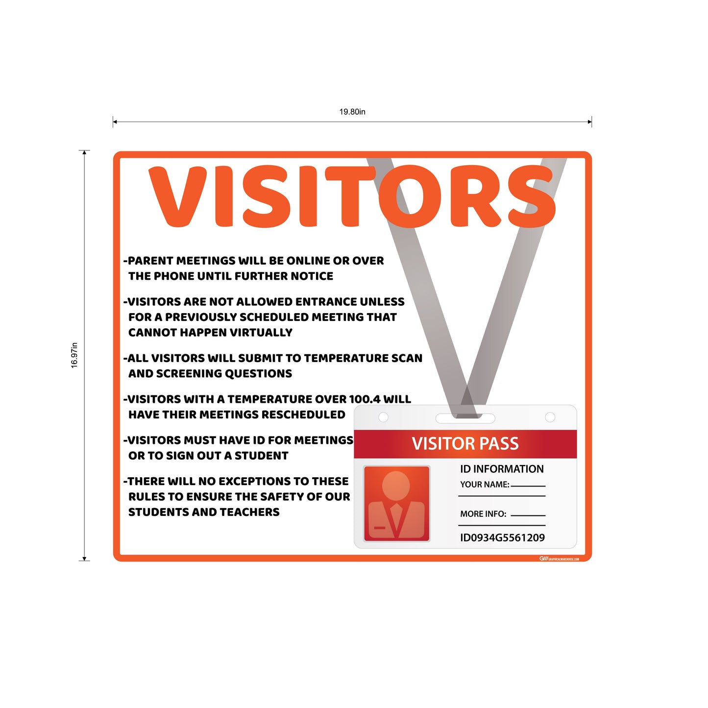 "School Visitor Rules" Student Safety, Adhesive Durable Vinyl Decal- Various Sizes/Colors Available