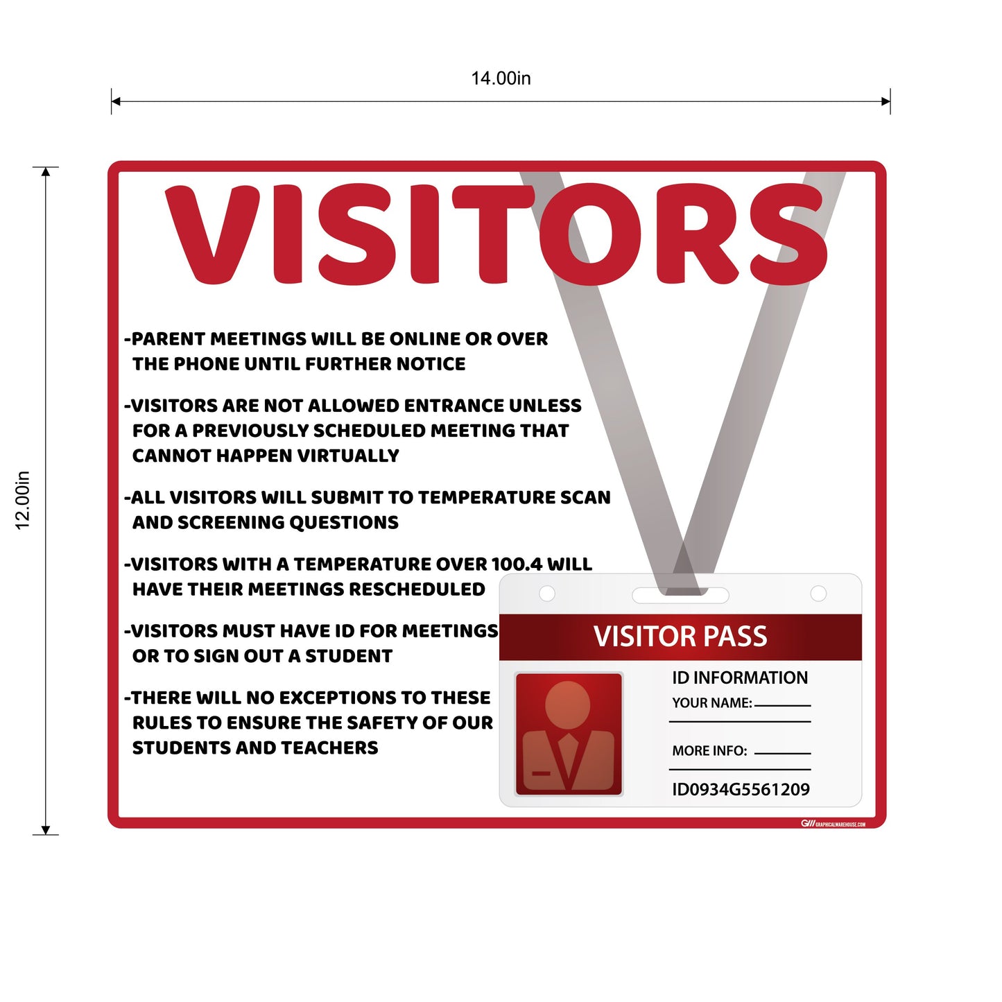 "School Visitor Rules" Student Safety, Adhesive Durable Vinyl Decal- Various Sizes/Colors Available