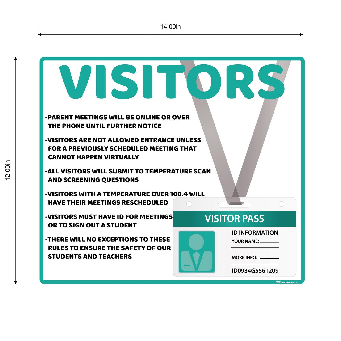 "School Visitor Rules" Student Safety, Adhesive Durable Vinyl Decal- Various Sizes/Colors Available