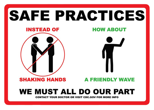 "Safe Practices, Do Our Part" Adhesive Durable Vinyl Decal- 10x7"