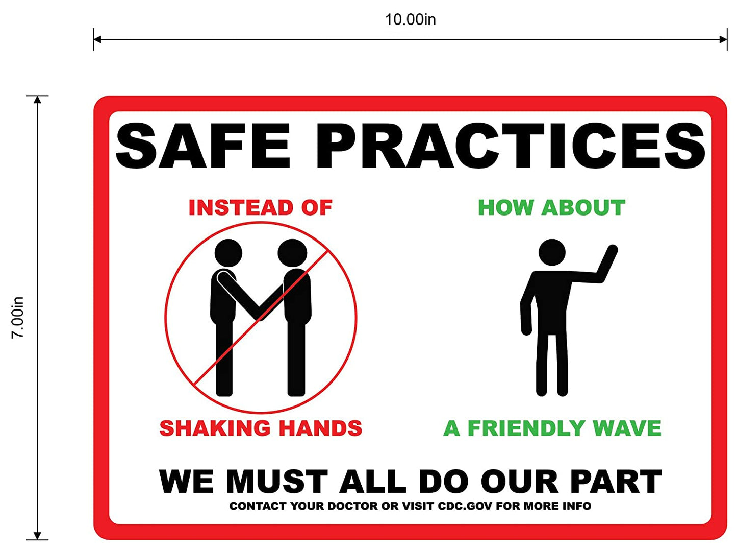 "Safe Practices, Do Our Part" Adhesive Durable Vinyl Decal- 10x7"