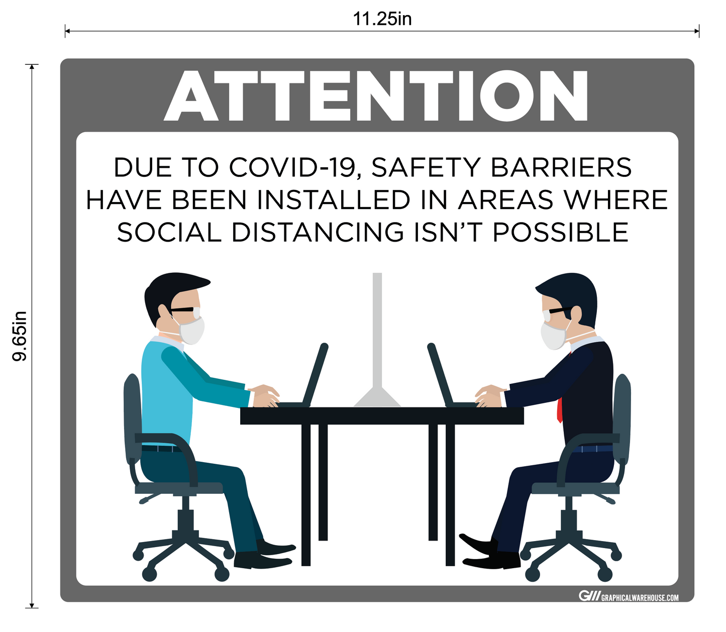 "Safety Barriers Installed" Adhesive Durable Vinyl Decal- Various Sizes/Colors Available