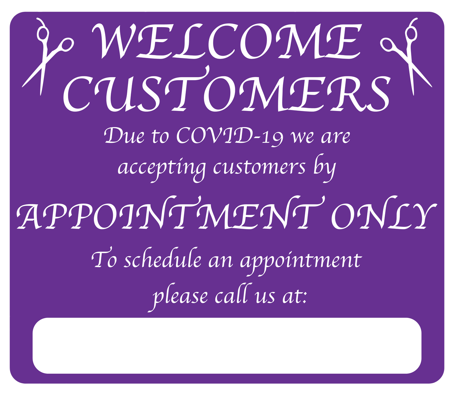 Hair Salon "By Appointment Only" Adhesive Durable Vinyl Decal- Various Colors Available- 14x12”