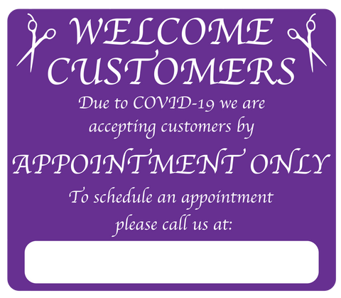 Hair Salon "By Appointment Only" Adhesive Durable Vinyl Decal- Various Colors Available- 14x12”