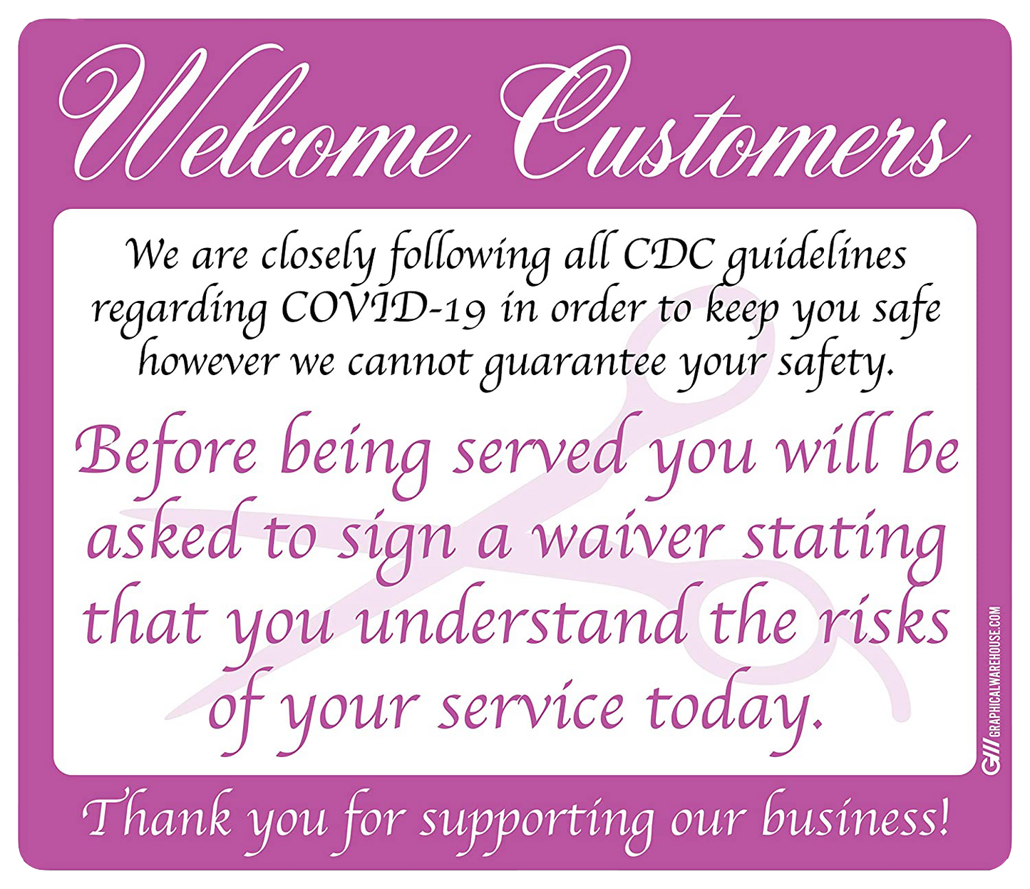 Hair Salon "Sign a Waiver" Adhesive Durable Vinyl Decal- Various Sizes/Colors Available