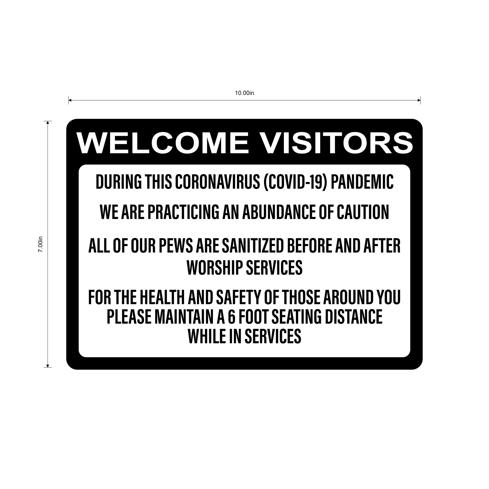 "Church, Sanitized Pews" Adhesive Durable Vinyl Decal- Various Sizes Available
