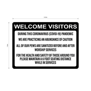 "Church, Sanitized Pews" Adhesive Durable Vinyl Decal- Various Sizes Available