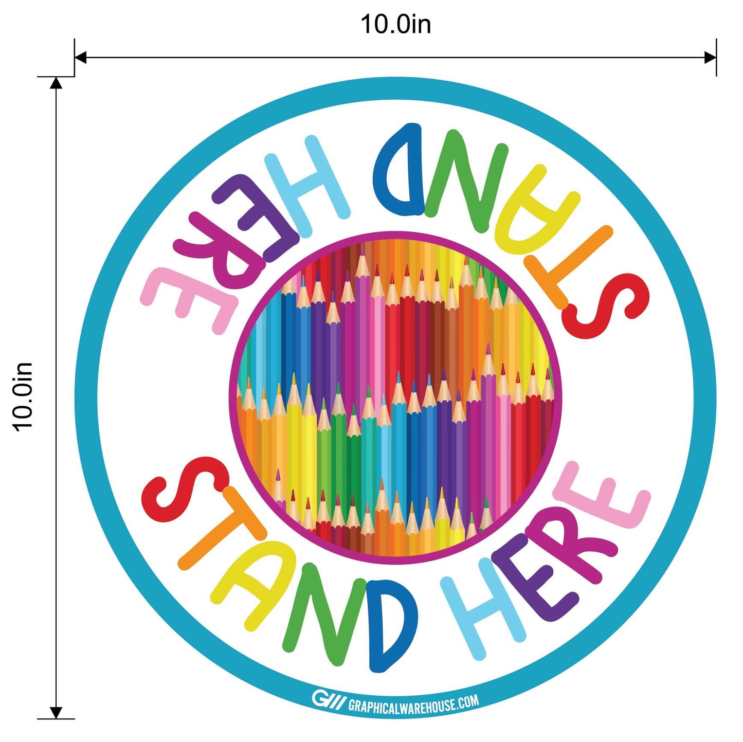 "Stand Here" Kids Social Distancing, 10 Pack- Durable Matte Laminated Vinyl Floor Sign- Various Sizes/Designs Available