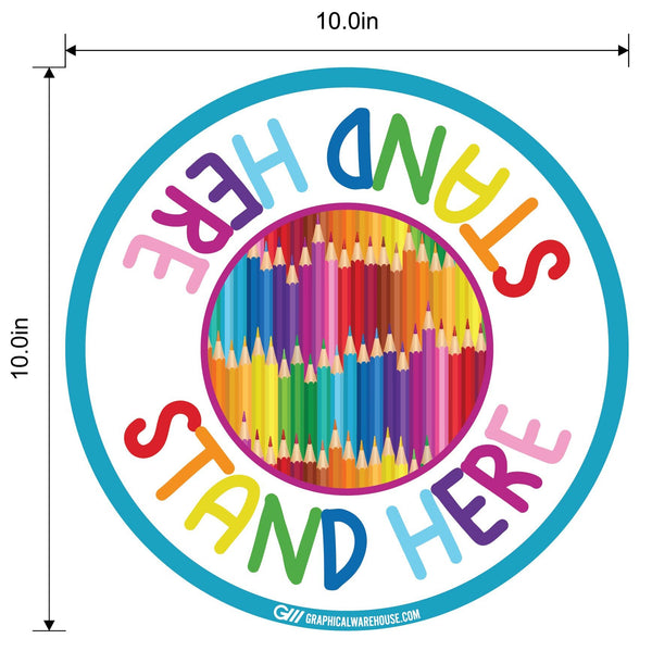 "Stand Here" Kids Social Distancing, 10 Pack- Durable Matte Laminated Vinyl Floor Sign- Various Sizes/Designs Available