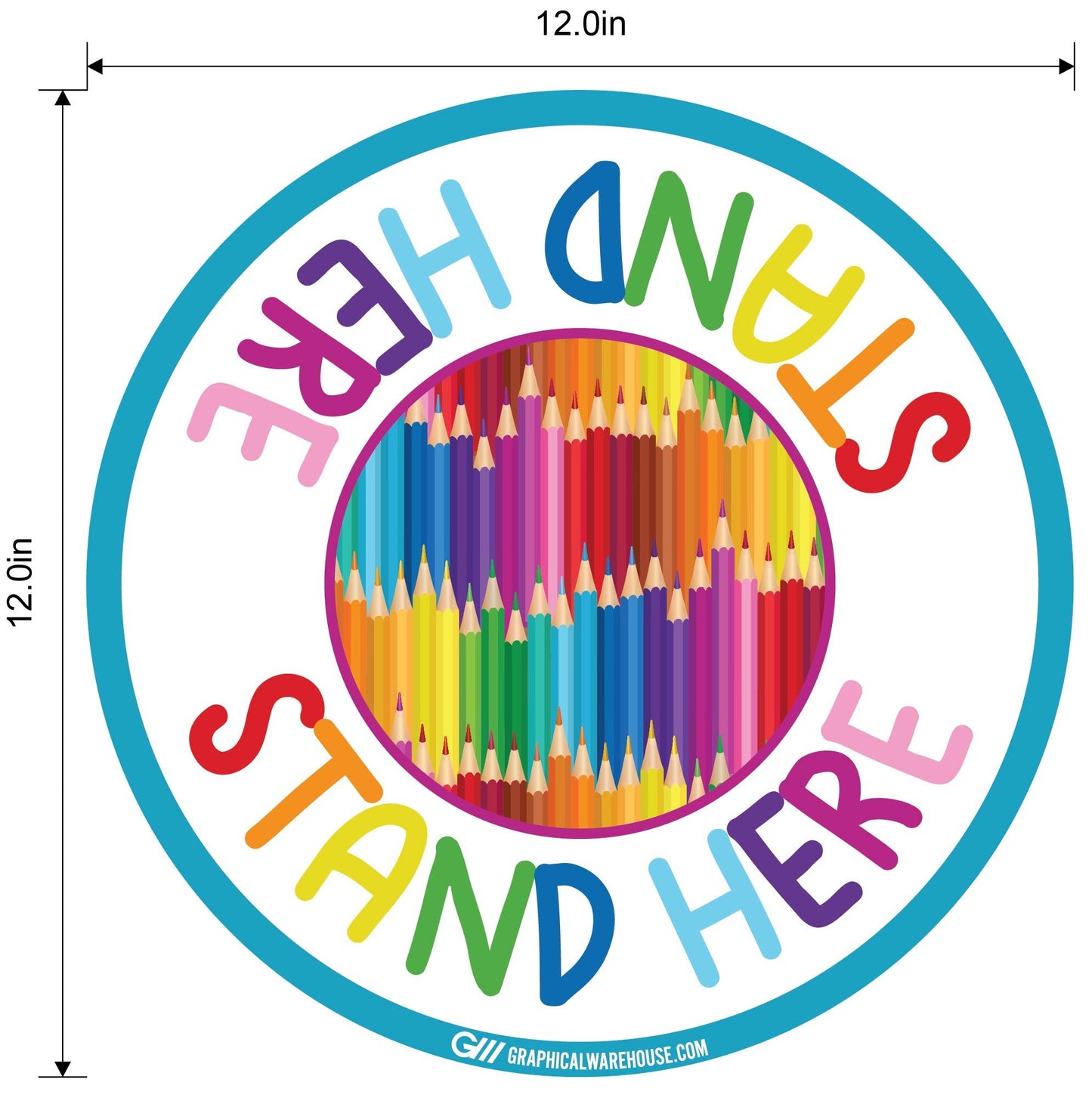 "Stand Here" Kids Social Distancing, 10 Pack- Durable Matte Laminated Vinyl Floor Sign- Various Sizes/Designs Available