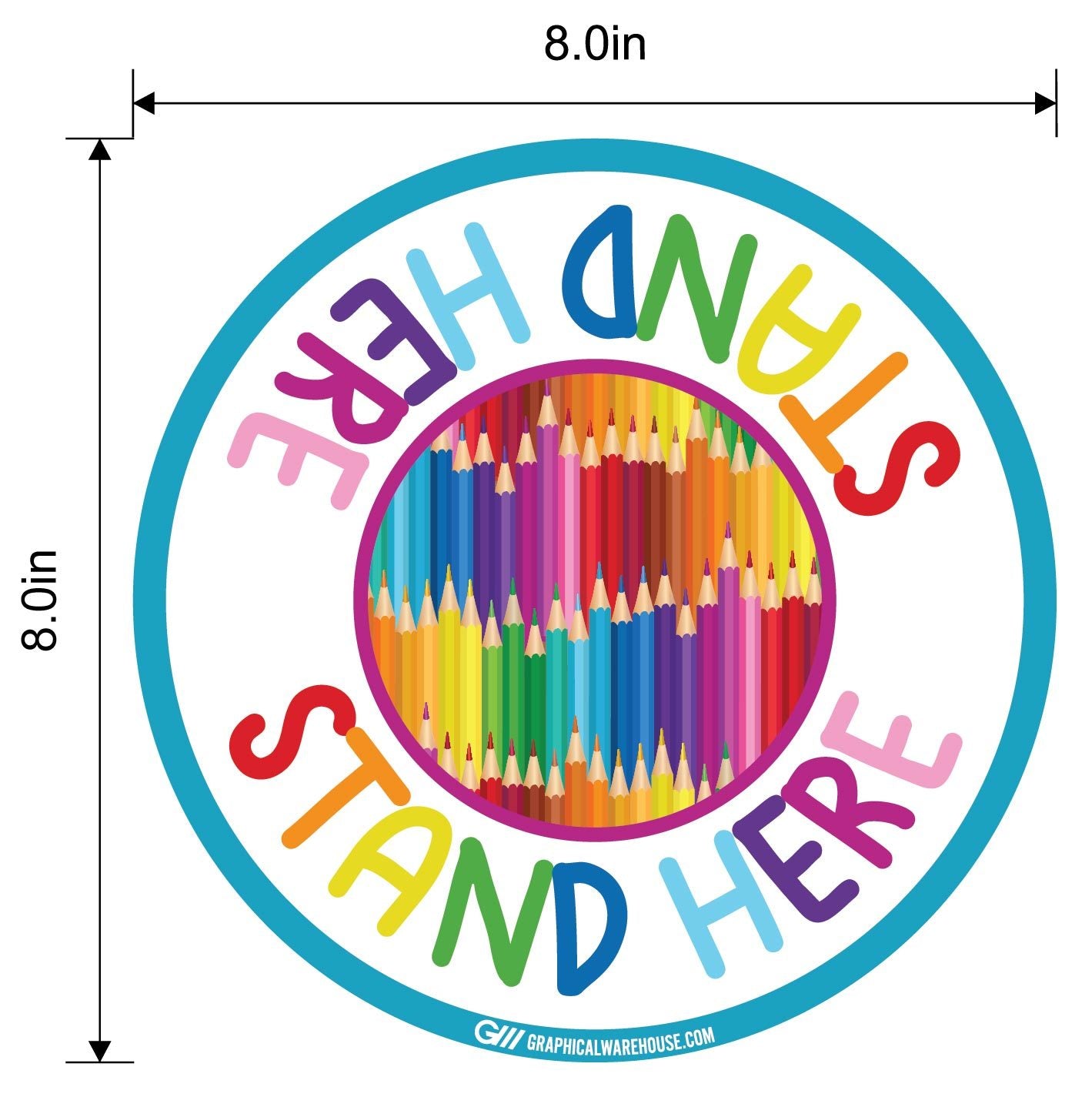 "Stand Here" Kids Social Distancing, 10 Pack- Durable Matte Laminated Vinyl Floor Sign- Various Sizes/Designs Available
