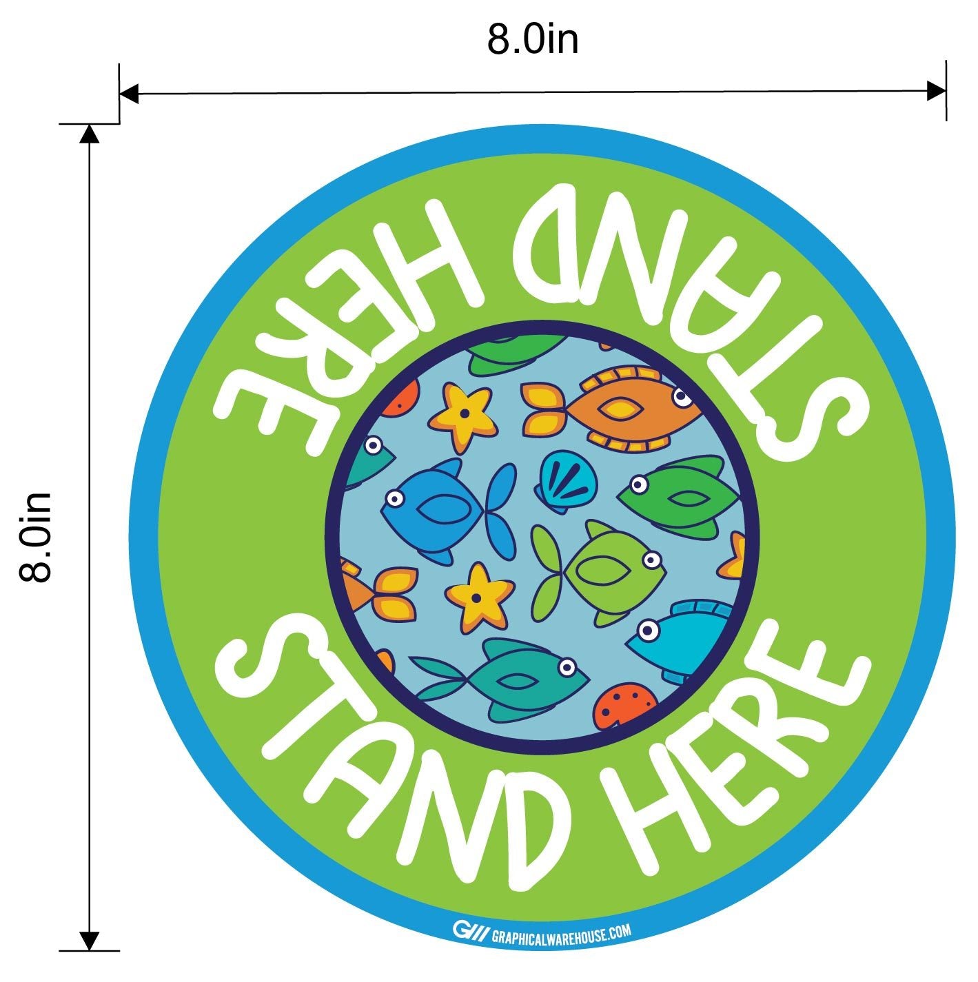 "Stand Here" Kids Social Distancing, 10 Pack- Durable Matte Laminated Vinyl Floor Sign- Various Sizes/Designs Available