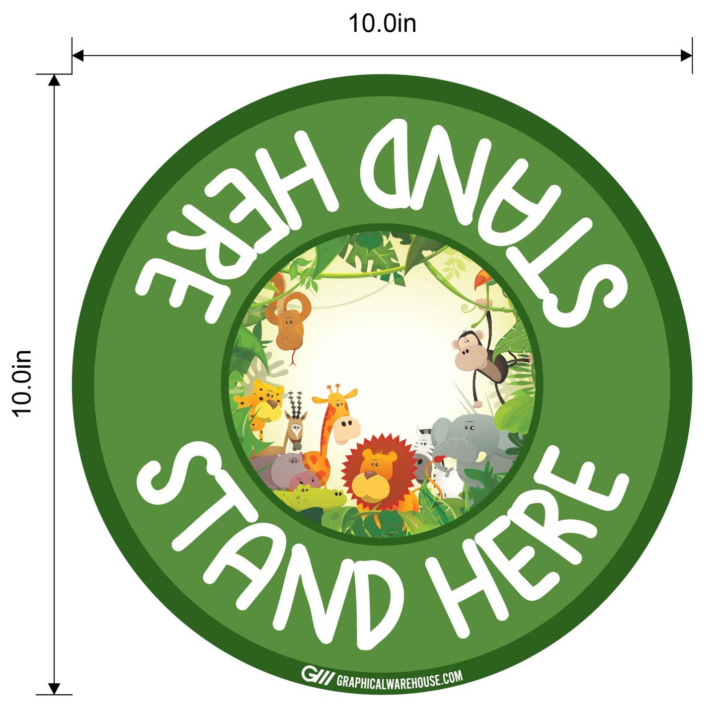 "Stand Here" Kids Social Distancing, 10 Pack- Durable Matte Laminated Vinyl Floor Sign- Various Sizes/Designs Available