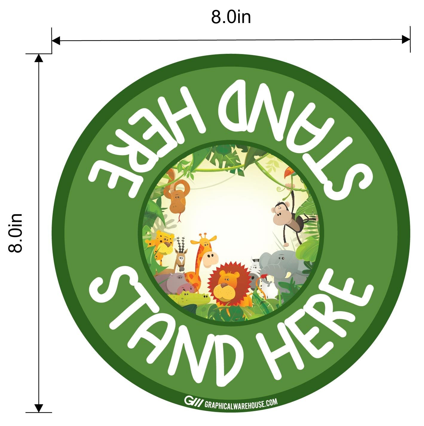 "Stand Here" Kids Social Distancing, 10 Pack- Durable Matte Laminated Vinyl Floor Sign- Various Sizes/Designs Available