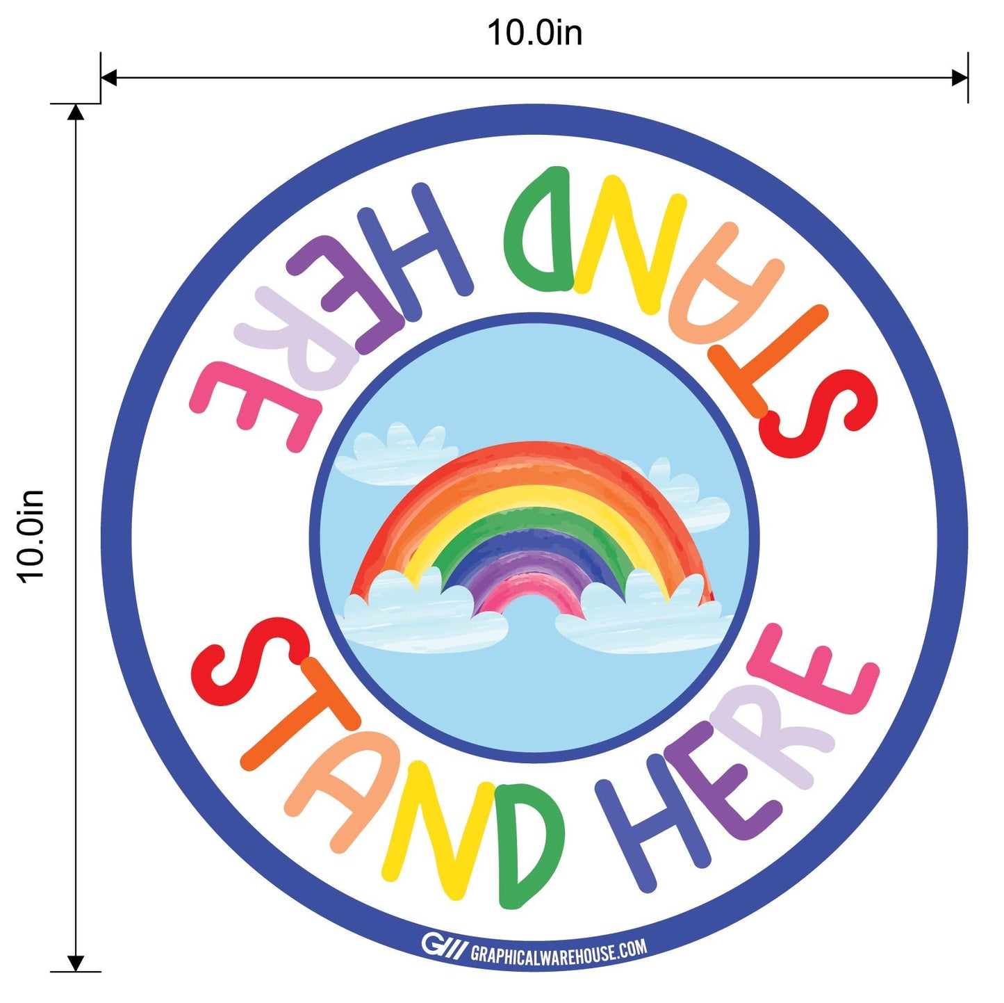 "Stand Here" Kids Social Distancing, 10 Pack- Durable Matte Laminated Vinyl Floor Sign- Various Sizes/Designs Available
